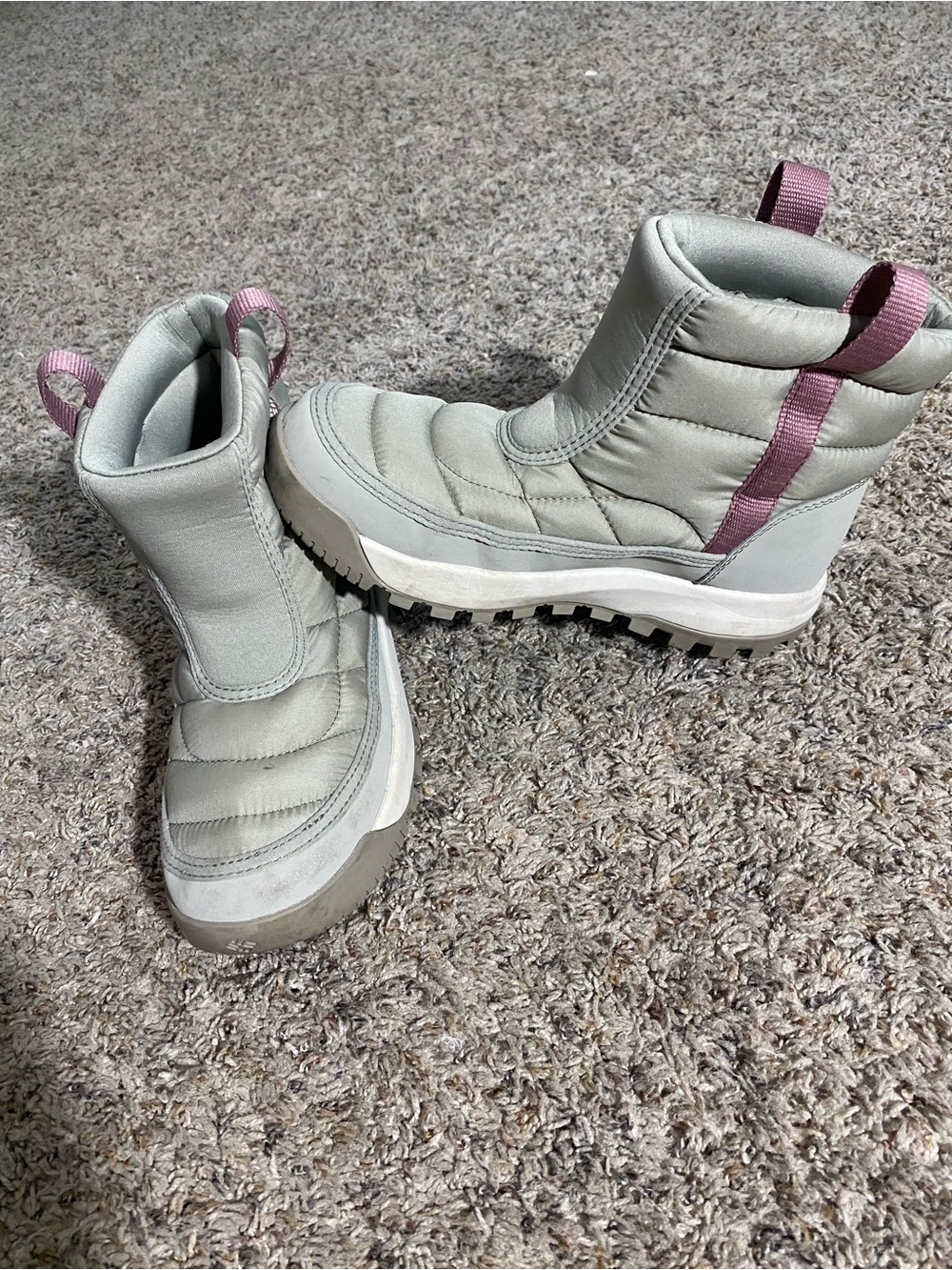 Columbia Women's Winter Rain Snow Boots in Light Gray with Pink Pull Tabs